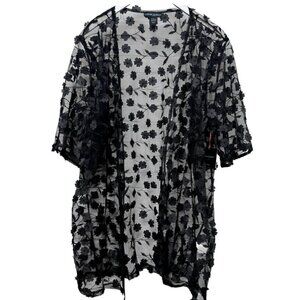 Cynthia Rowley Black Mesh Flowers Jacket Womens Plus Size 1X Evening Top NWT